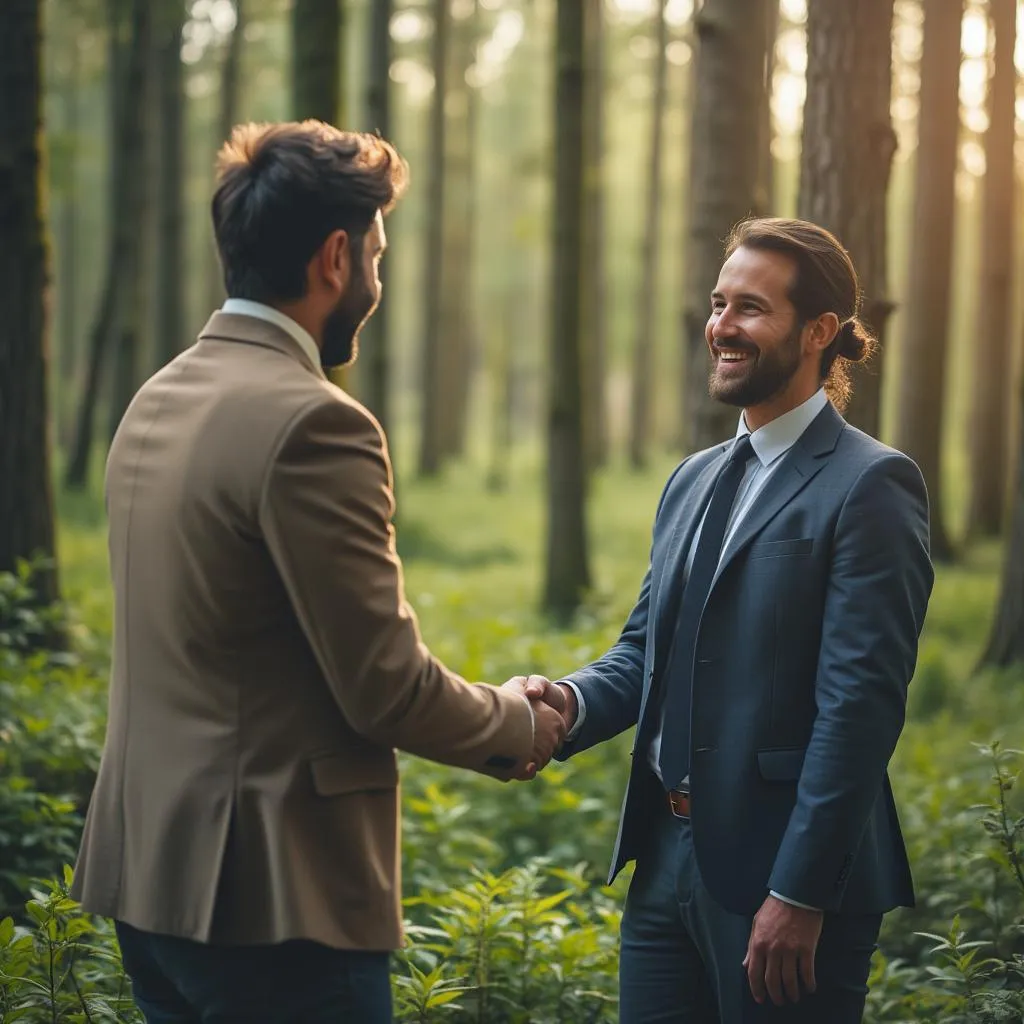 Consultor estrechando la mano con un cliente satisfecho en Argentina